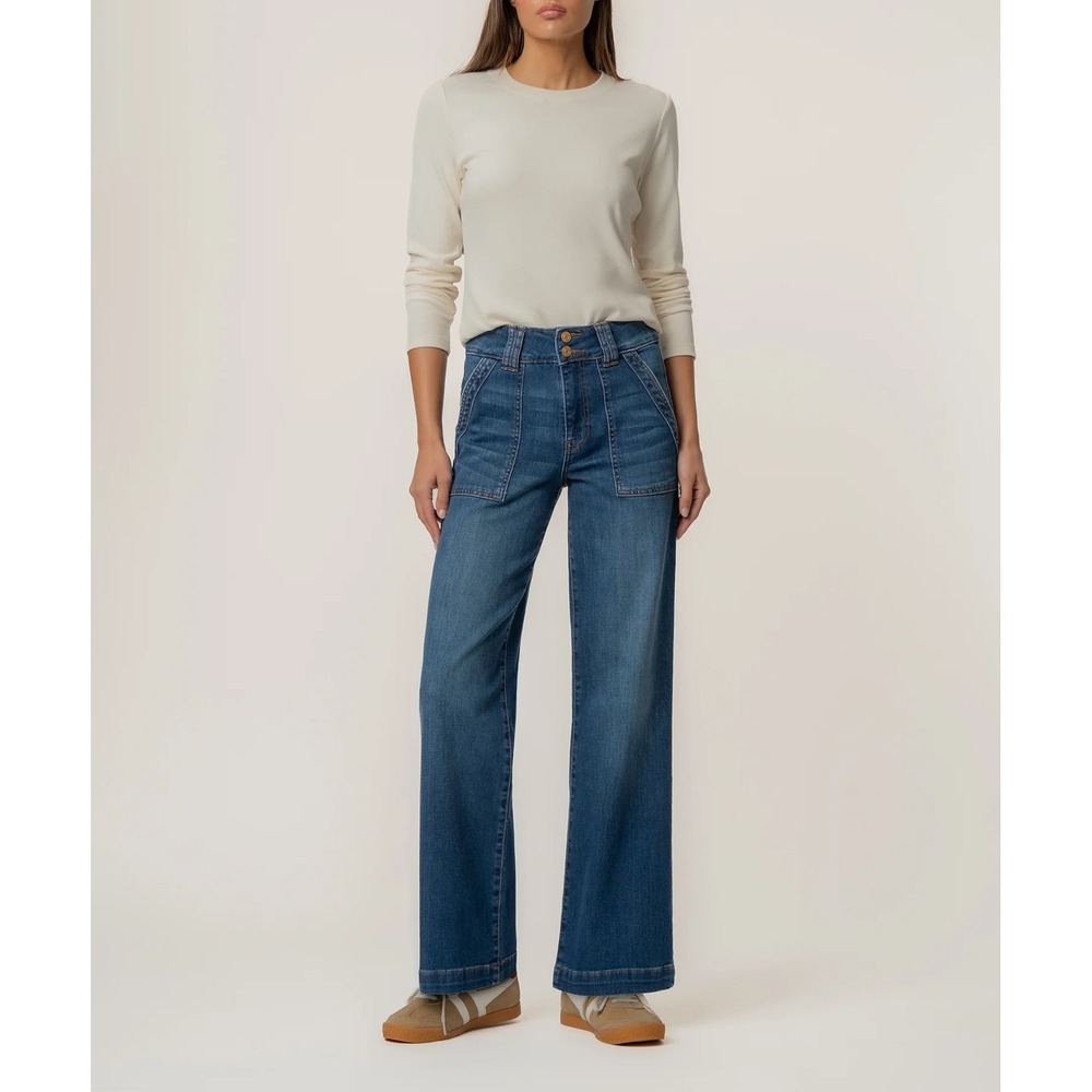 Kut From The Kloth Jodi High Rise Wide Straight Leg Jeans Blue 4 New With Tags